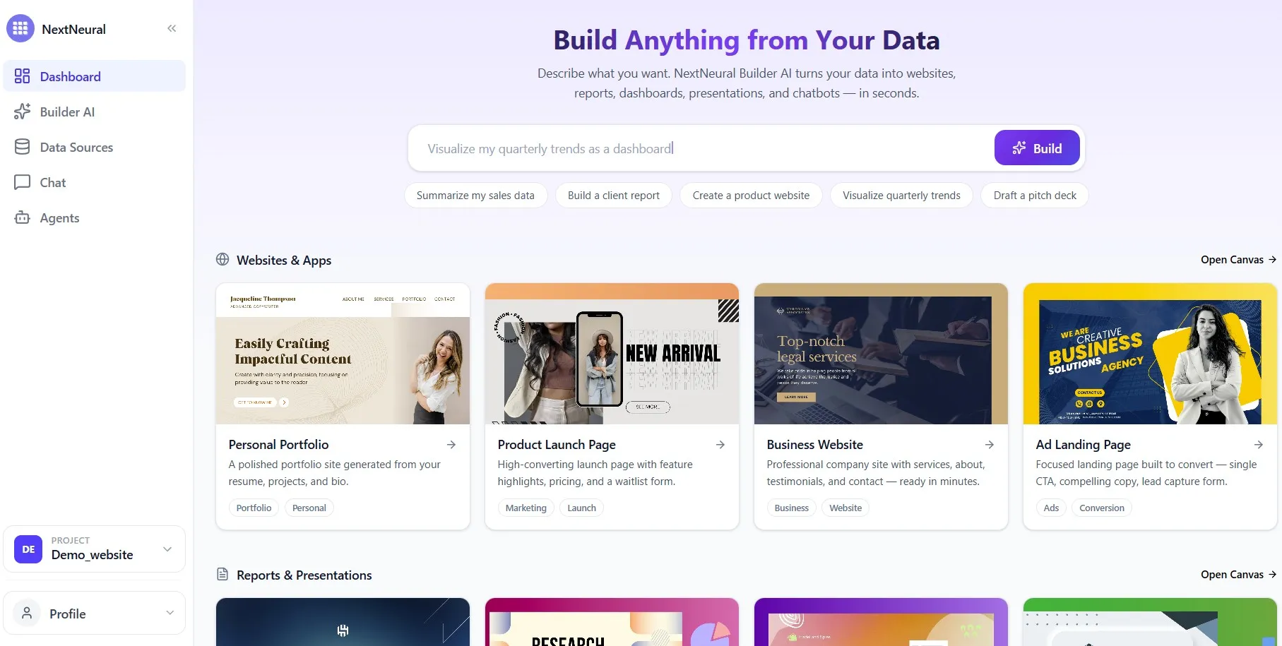 NextNeural Builder AI Dashboard