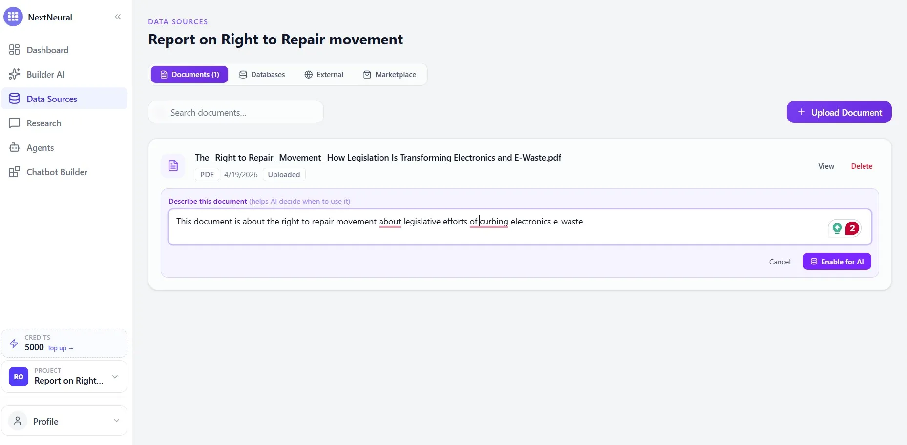 Enable for AI