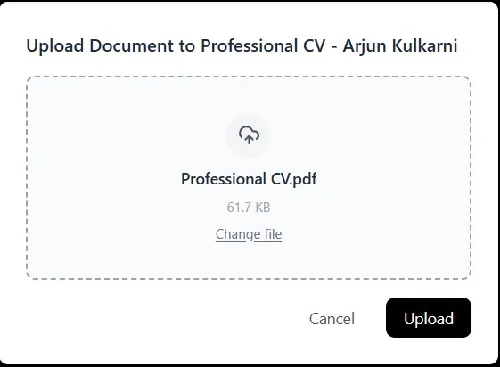 Upload Document Screen