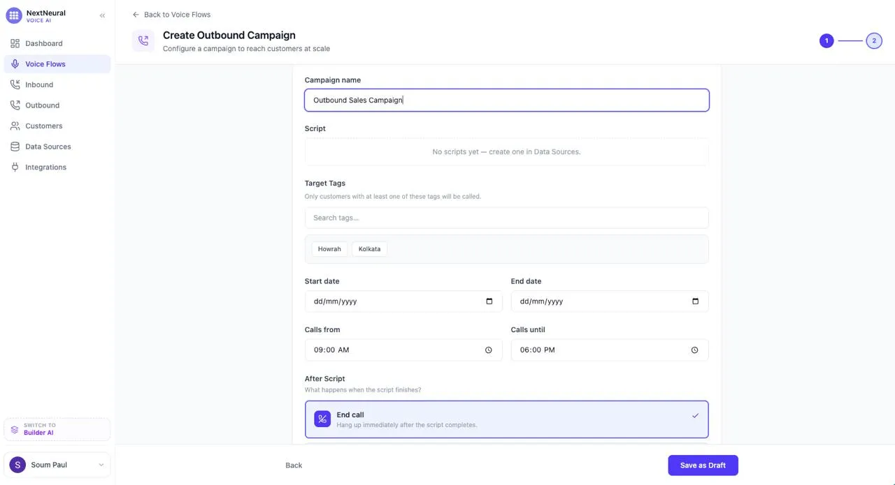Outbound Campaign Configuration Form