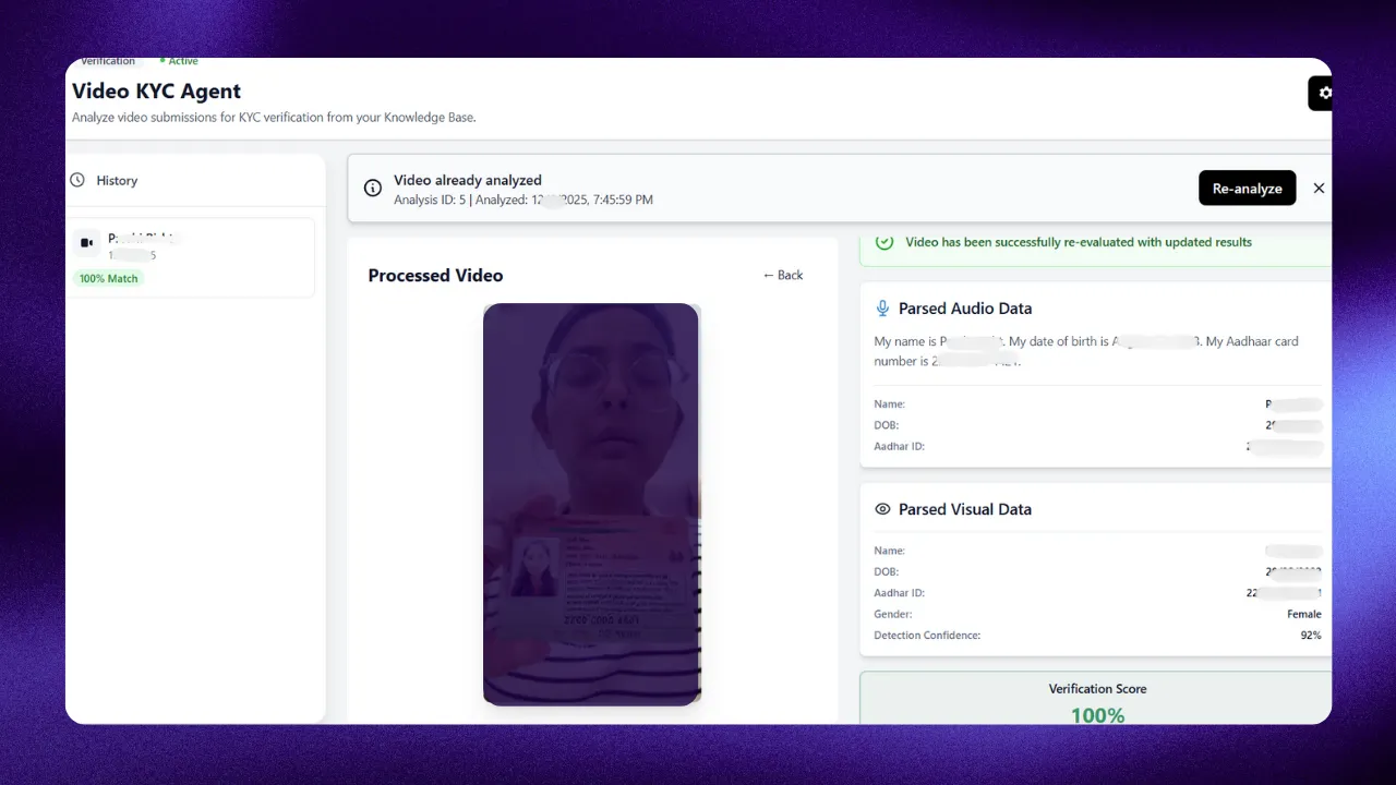 Advanced Video KYC Interface