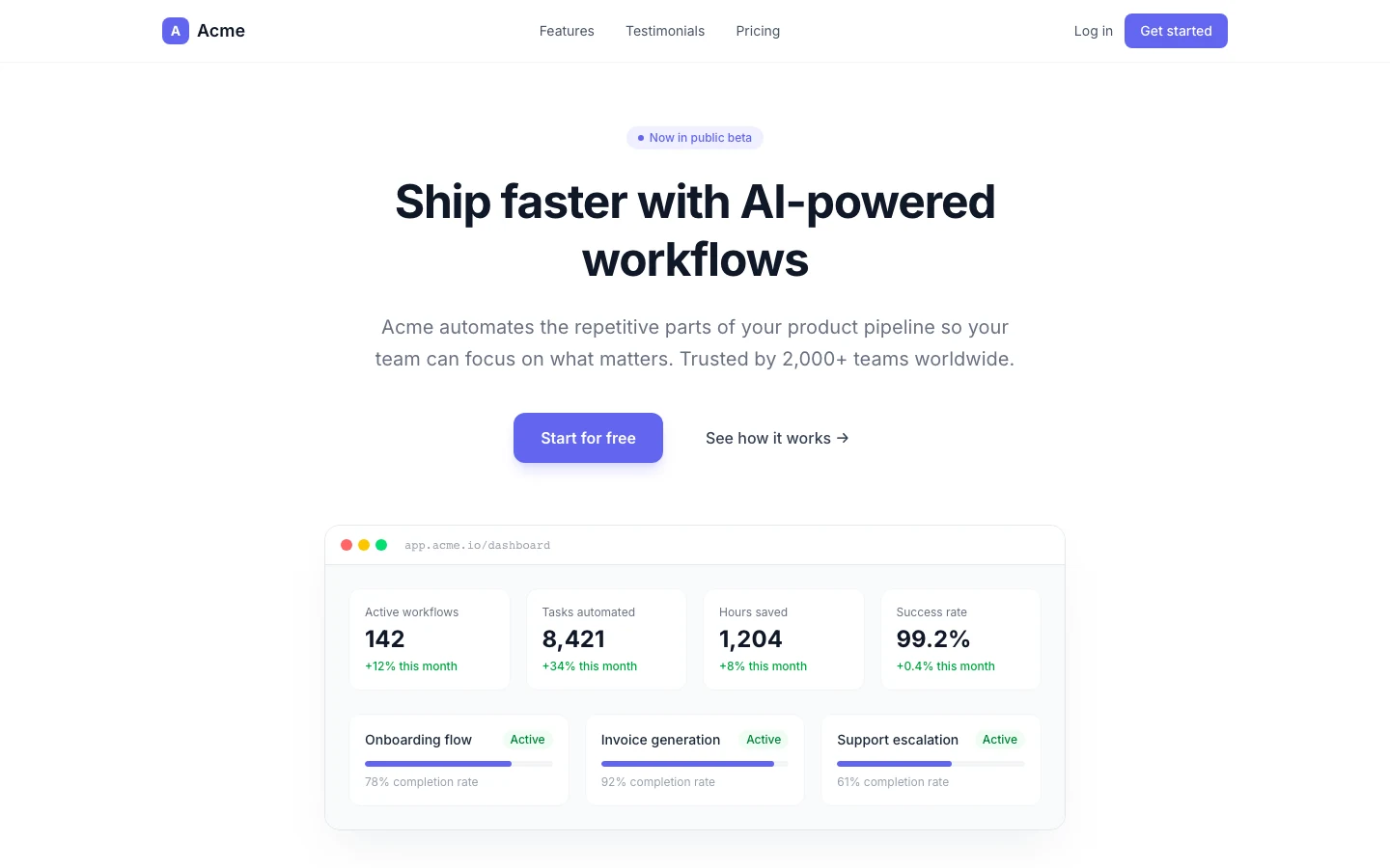 SaaS Landing preview