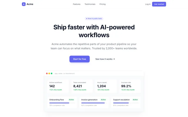 SaaS Landing preview